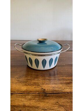 Vintage CathrineHolm Blue and White Mid Century Enamel Pot - Made in Norway